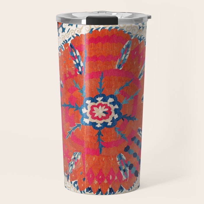 Large Medallion Suzani Bokhara Uzbekistan Embroidery Print Travel Mug Gallery Image 1