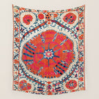 Large Medallion Suzani Bokhara Uzbekistan Embroidery Print Wall Tapestry Gallery Image 4