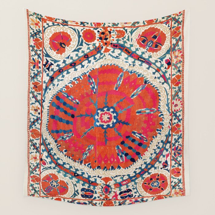 Large Medallion Suzani Bokhara Uzbekistan Embroidery Print Wall Tapestry Gallery Image 4