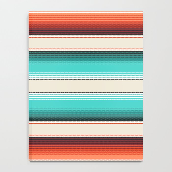 Navajo White, Turquoise and Burnt Orange Southwest Serape Blanket Stripes Notebook Gallery Image 4
