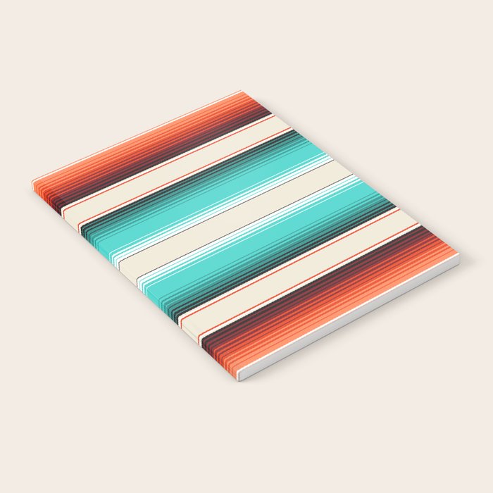 Navajo White, Turquoise and Burnt Orange Southwest Serape Blanket Stripes Notebook Gallery Image 2