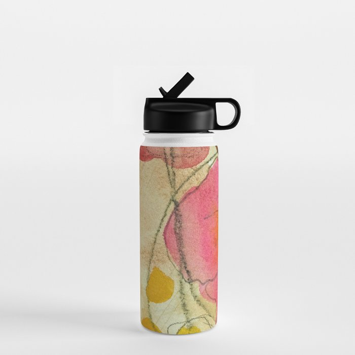 petals and circles mixed media floral watercolor abstract Water Bottle Gallery Image 1