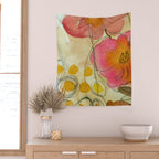 petals and circles mixed media floral watercolor abstract Wall Tapestry Gallery Image 2