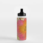 petals and circles mixed media floral watercolor abstract Water Bottle Gallery Image 2