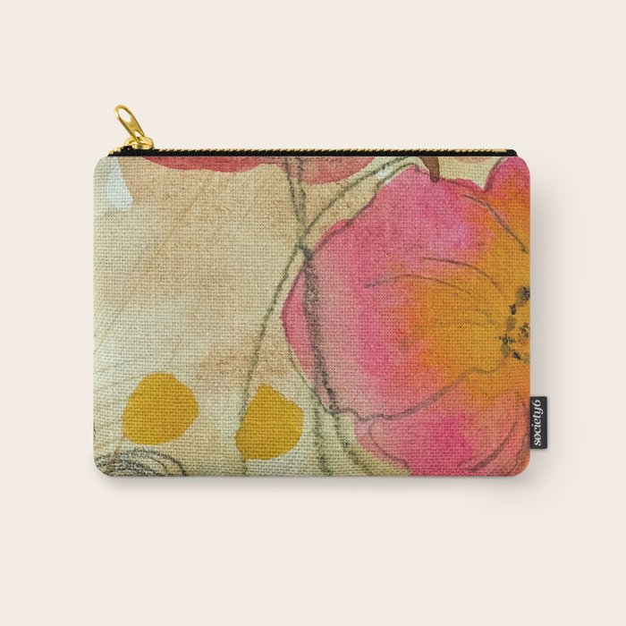 petals and circles mixed media floral watercolor abstract Carry All Pouch Gallery Image 1