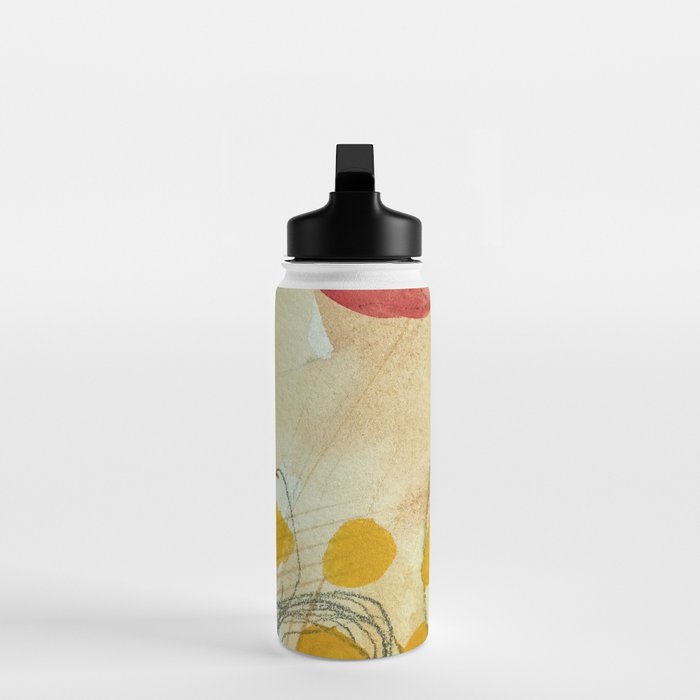 petals and circles mixed media floral watercolor abstract Water Bottle Gallery Image 3