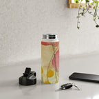 petals and circles mixed media floral watercolor abstract Water Bottle Gallery Image 4