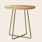 petals and circles mixed media floral watercolor abstract Side Table Gallery Image 1