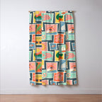 Summer travel postage stamp sticker pattern Window Curtain Gallery Image 3