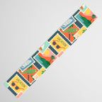 Summer travel postage stamp sticker pattern Table Runner Gallery Image 3