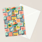 Summer travel postage stamp sticker pattern Stationery Card Gallery Image 2