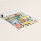 Summer travel postage stamp sticker pattern Yoga Mat Gallery Image 2