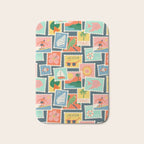 Summer travel postage stamp sticker pattern Bath Mat Gallery Image 1