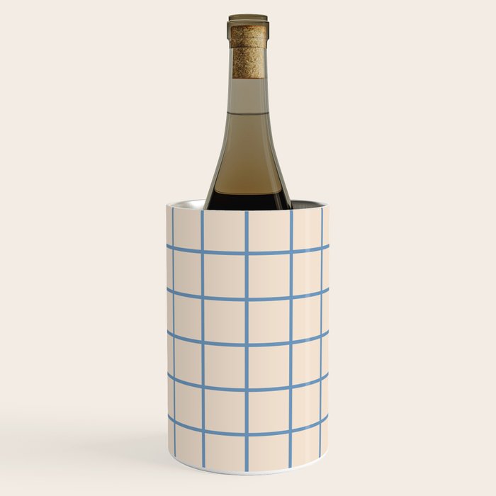 Grid Pattern Blue and Beige Wine Chiller Gallery Image 1