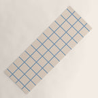 Grid Pattern Blue and Beige Yoga Mat Gallery Image 1