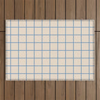Grid Pattern Blue and Beige Outdoor Rug Gallery Image 1