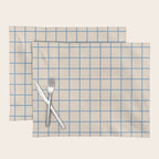 Grid Pattern Blue and Beige Placemat Gallery Image 1