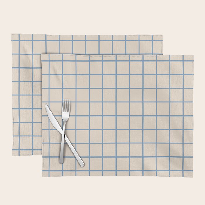 Grid Pattern Blue and Beige Placemat Gallery Image 1