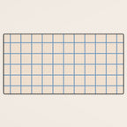 Grid Pattern Blue and Beige Desk Mat Gallery Image 3
