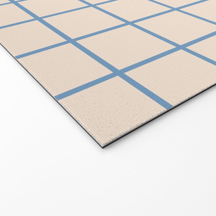Grid Pattern Blue and Beige Welcome Mat Gallery Image 2