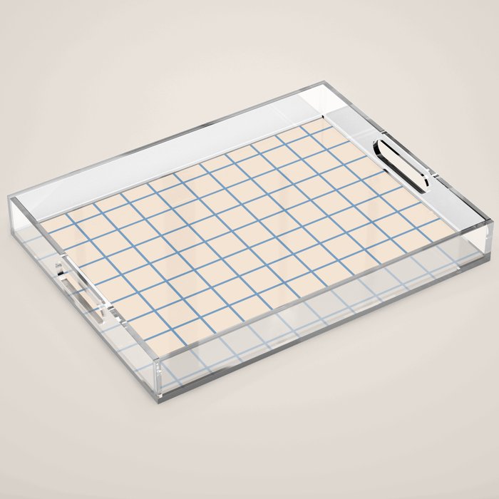 Grid Pattern Blue and Beige Acrylic Tray Gallery Image 1