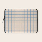 Grid Pattern Blue and Beige Laptop Sleeve Gallery Image 1