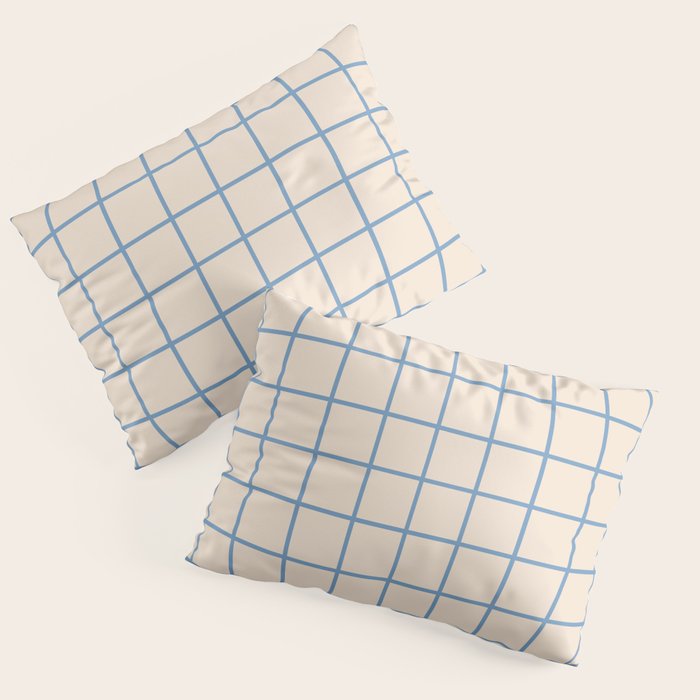 Grid Pattern Blue and Beige Pillow Sham Gallery Image 3