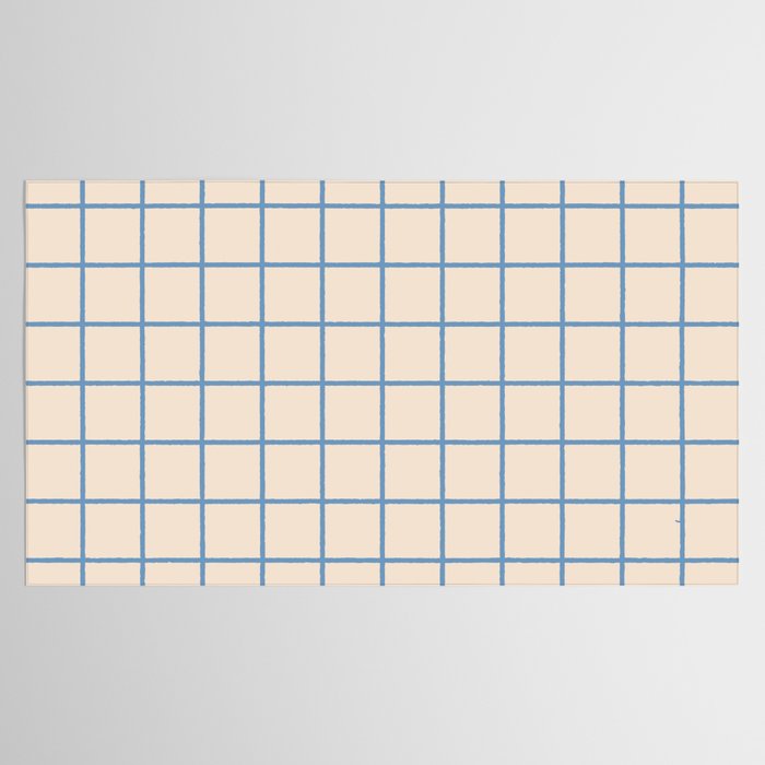 Grid Pattern Blue and Beige Tablecloth Gallery Image 2