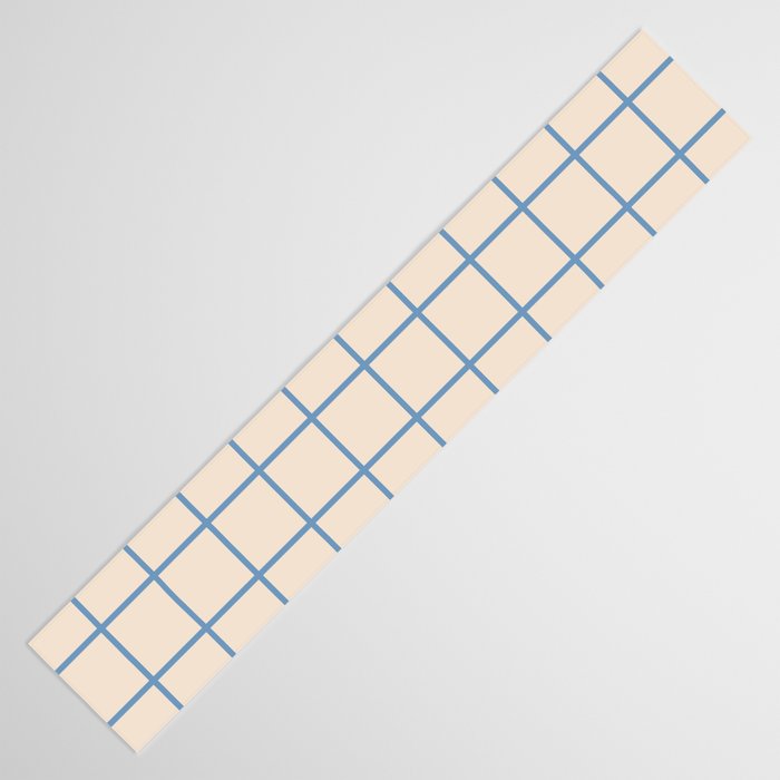 Grid Pattern Blue and Beige Table Runner Gallery Image 3