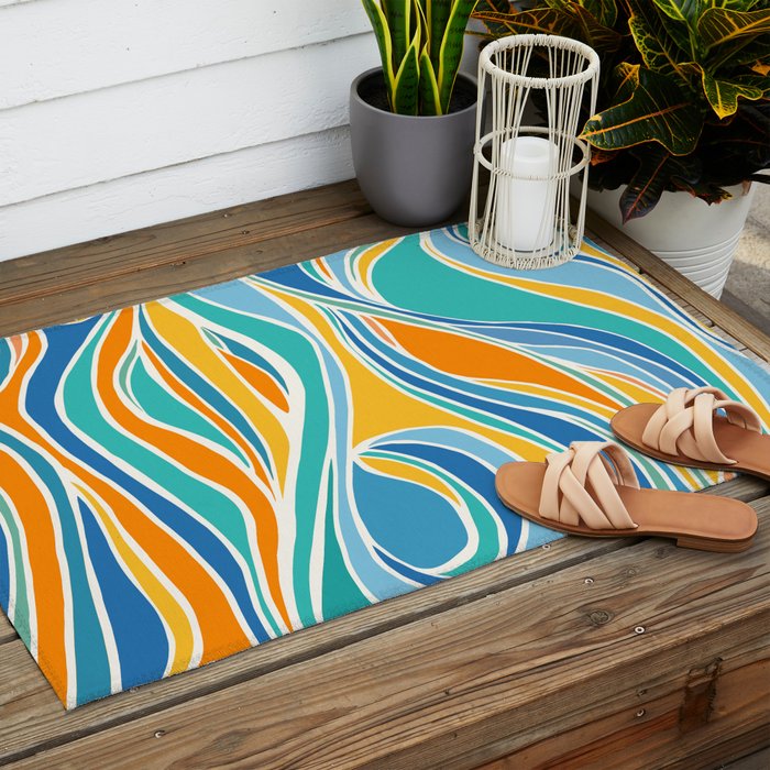 Summer Beach Abstract Outdoor Rug Gallery Image 2