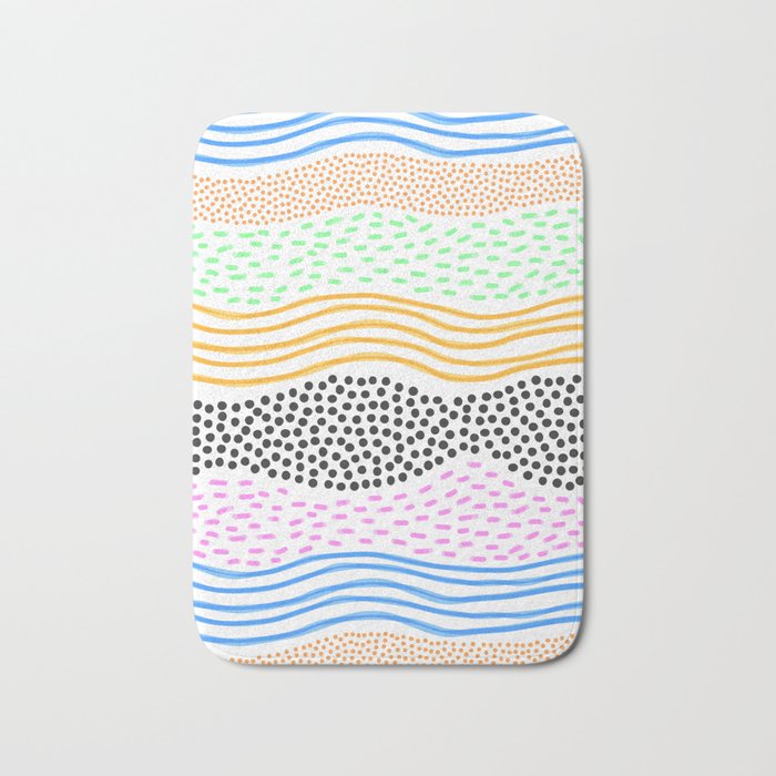 Abstract hand drawn shapes doodle pattern Bath Mat Gallery Image 1