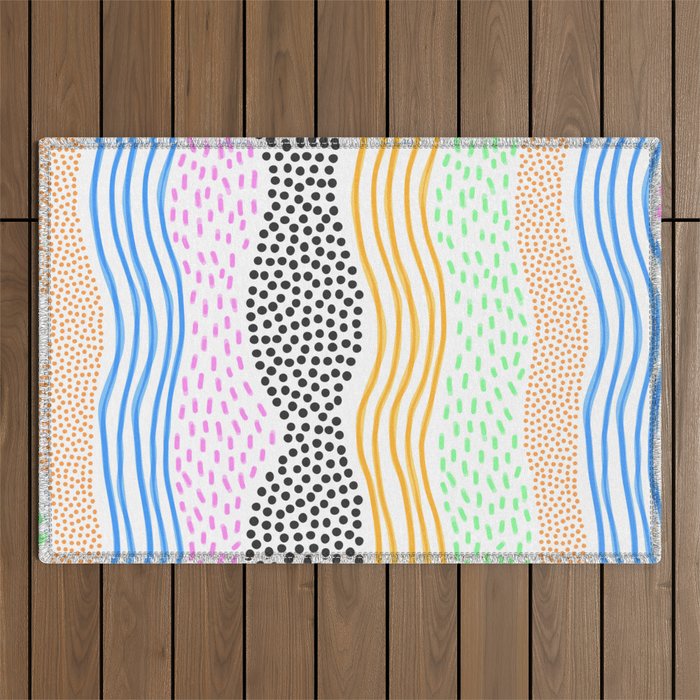 Abstract hand drawn shapes doodle pattern Outdoor Rug Gallery Image 1