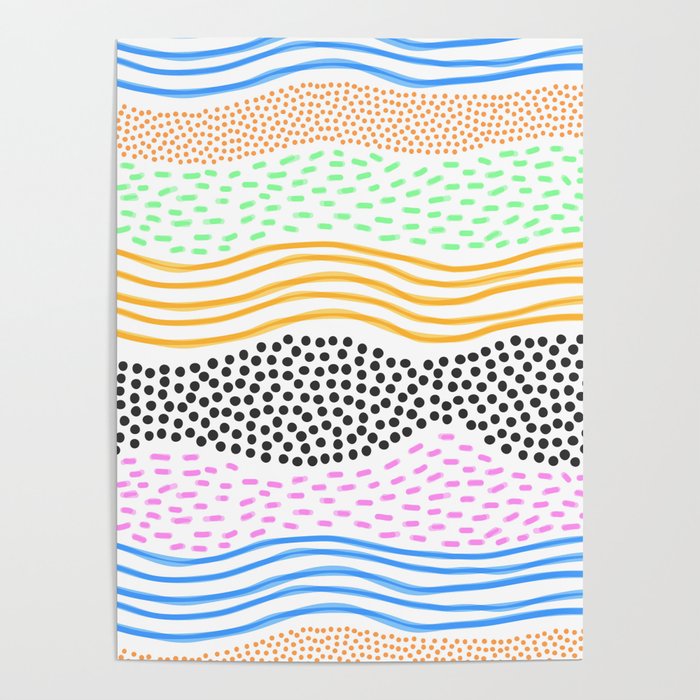 Abstract hand drawn shapes doodle pattern Poster Gallery Image 1
