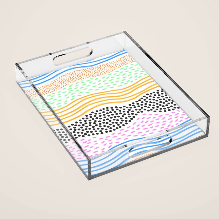 Abstract hand drawn shapes doodle pattern Acrylic Tray Gallery Image 1