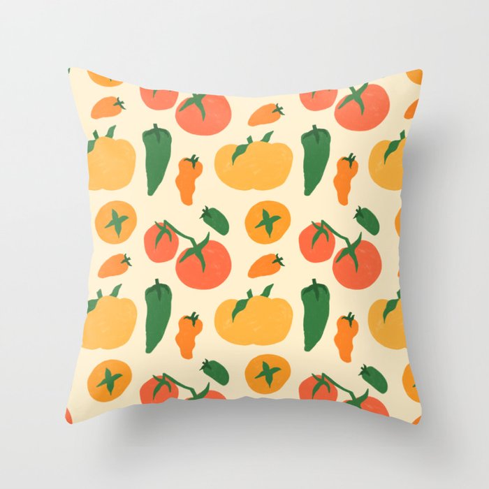 Veggie Love Pattern Throw Pillow Gallery Image 1