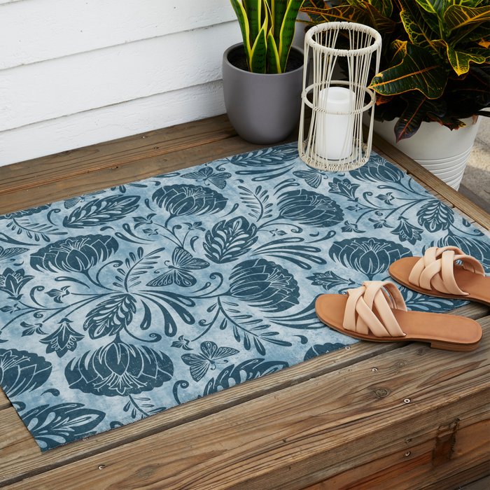 Arabella - Washed Indigo Outdoor Rug Gallery Image 2