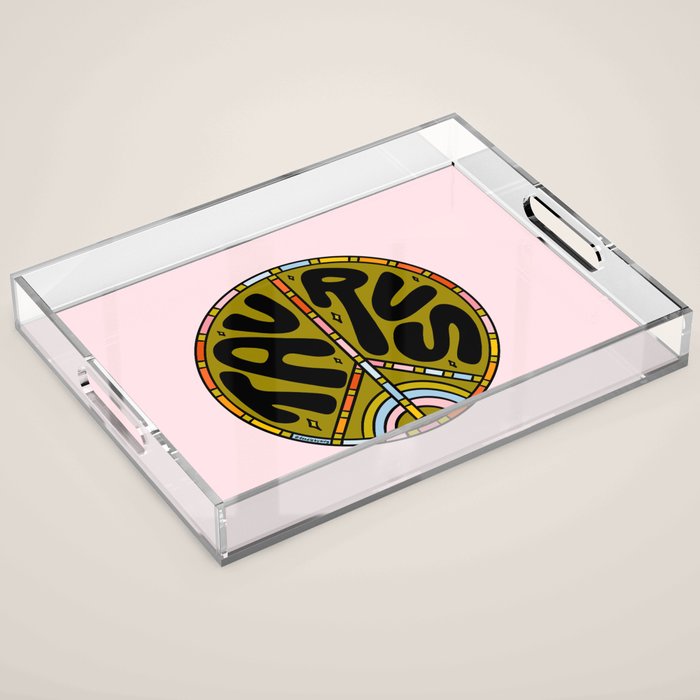 Taurus Peace Sign Acrylic Tray Gallery Image 1