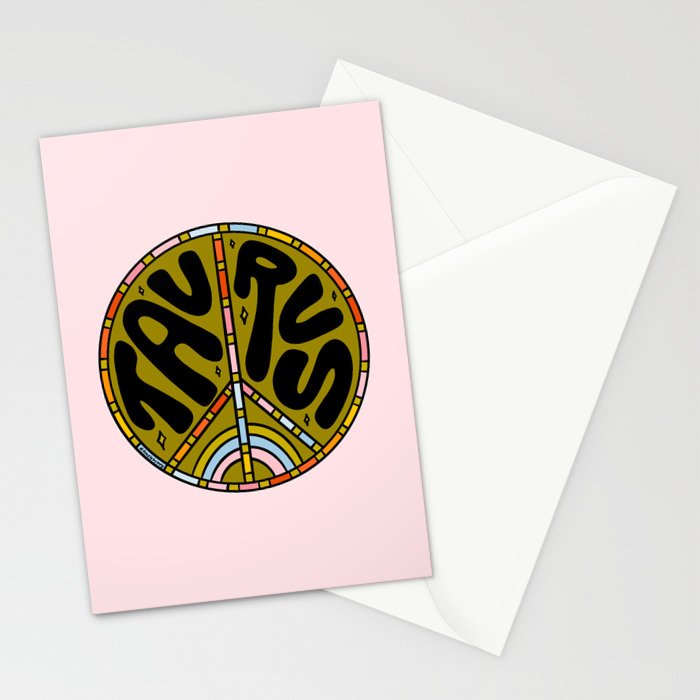 Taurus Peace Sign Stationery Card Gallery Image 2