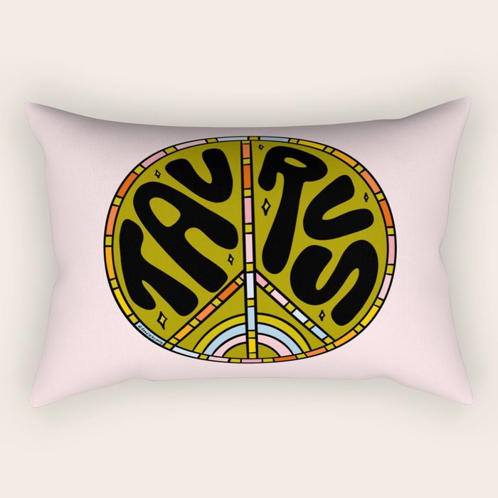 Taurus Peace Sign Rectangular Pillow Gallery Image 1