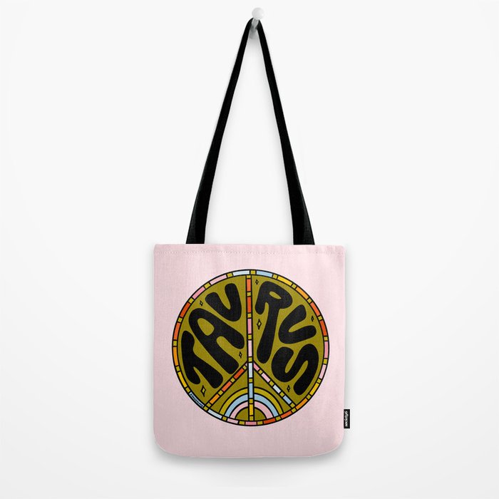 Taurus Peace Sign Tote Bag Gallery Image 2