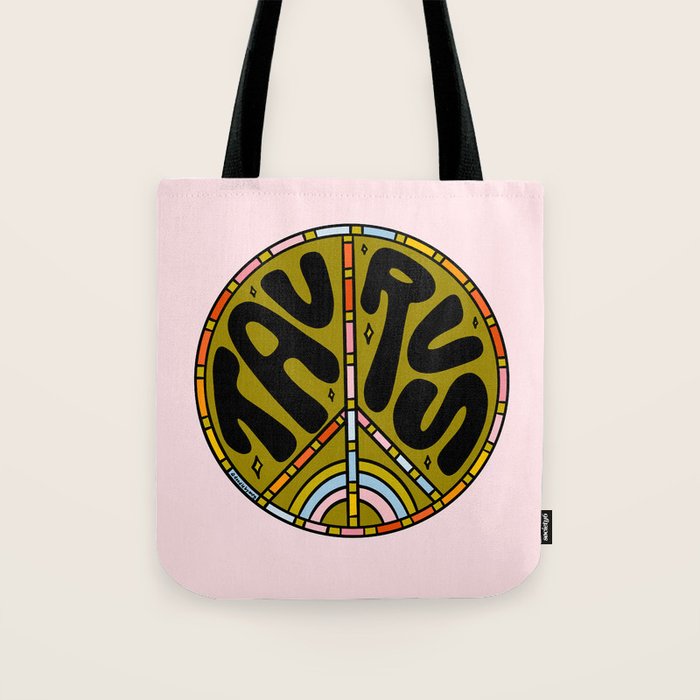 Taurus Peace Sign Tote Bag Gallery Image 1