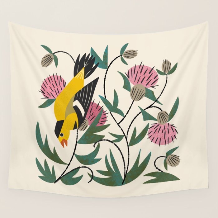 Goldfinch and Thistle Wall Tapestry Gallery Image 4