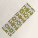 Vintage Contemporary Cottage Jonnty Flowers and Stripes Pattern in Olive Blush Aqua Yoga Mat Gallery Image 1