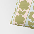 Vintage Contemporary Cottage Jonnty Flowers and Stripes Pattern in Olive Blush Aqua Pillow Sham Gallery Image 4
