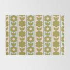 Vintage Contemporary Cottage Jonnty Flowers and Stripes Pattern in Olive Blush Aqua Rug Gallery Image 2