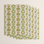 Vintage Contemporary Cottage Jonnty Flowers and Stripes Pattern in Olive Blush Aqua Wrapping Paper Gallery Image 3
