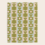 Vintage Contemporary Cottage Jonnty Flowers and Stripes Pattern in Olive Blush Aqua Poster Gallery Image 4