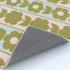 Vintage Contemporary Cottage Jonnty Flowers and Stripes Pattern in Olive Blush Aqua Rug Gallery Image 4