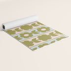 Vintage Contemporary Cottage Jonnty Flowers and Stripes Pattern in Olive Blush Aqua Yoga Mat Gallery Image 2