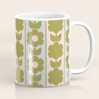 Vintage Contemporary Cottage Jonnty Flowers and Stripes Pattern in Olive Blush Aqua Coffee Mug Gallery Image 1